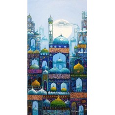 Javed Qamar, 12 x 24 inch, Acrylic On Canvas, Cityscape Painting, AC-JQ-283